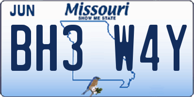 MO license plate BH3W4Y