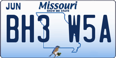 MO license plate BH3W5A