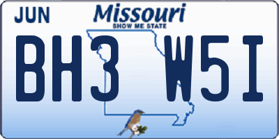 MO license plate BH3W5I