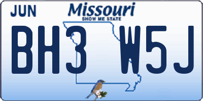 MO license plate BH3W5J