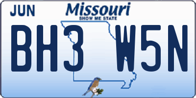 MO license plate BH3W5N