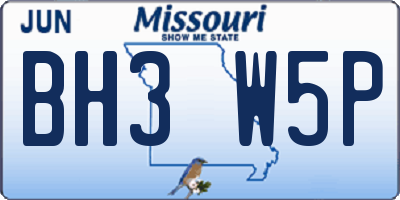 MO license plate BH3W5P