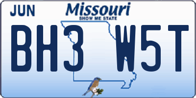 MO license plate BH3W5T
