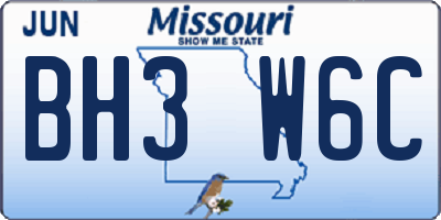 MO license plate BH3W6C