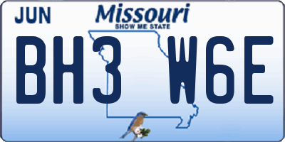 MO license plate BH3W6E