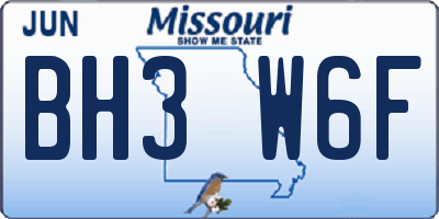 MO license plate BH3W6F
