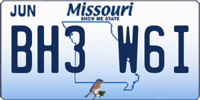 MO license plate BH3W6I