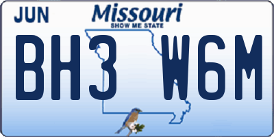 MO license plate BH3W6M