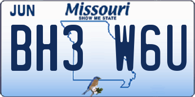 MO license plate BH3W6U