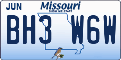 MO license plate BH3W6W