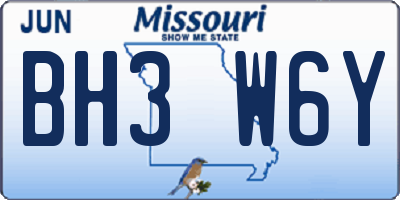 MO license plate BH3W6Y