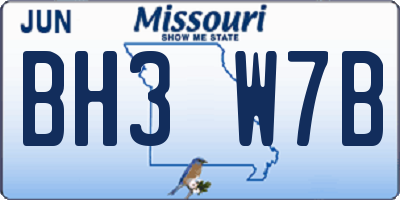 MO license plate BH3W7B