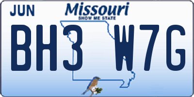 MO license plate BH3W7G
