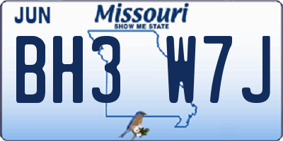 MO license plate BH3W7J