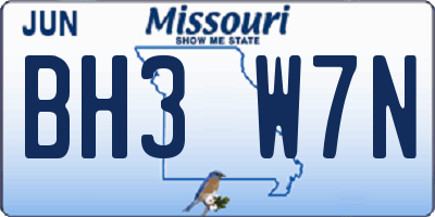 MO license plate BH3W7N