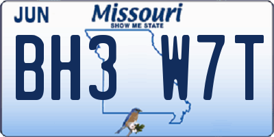 MO license plate BH3W7T