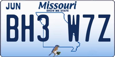 MO license plate BH3W7Z