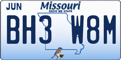 MO license plate BH3W8M