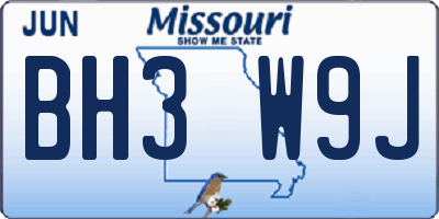 MO license plate BH3W9J