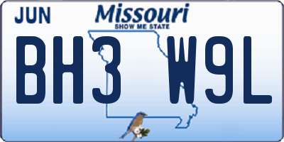 MO license plate BH3W9L