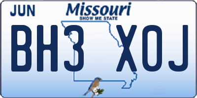 MO license plate BH3X0J