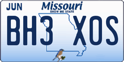MO license plate BH3X0S