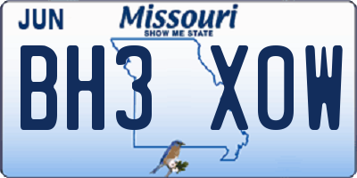 MO license plate BH3X0W