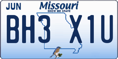 MO license plate BH3X1U