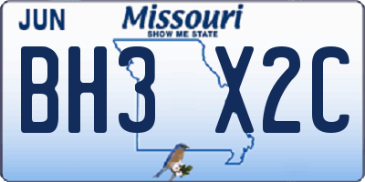 MO license plate BH3X2C