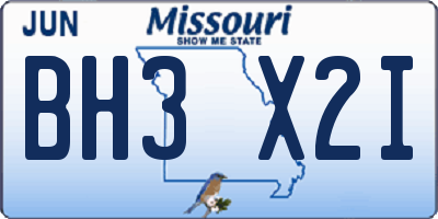 MO license plate BH3X2I