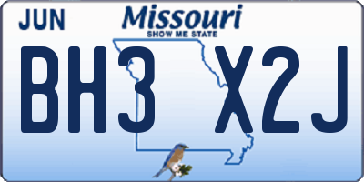 MO license plate BH3X2J