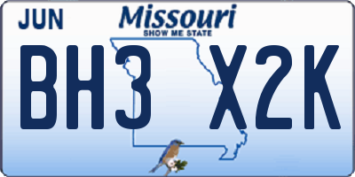 MO license plate BH3X2K