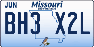 MO license plate BH3X2L