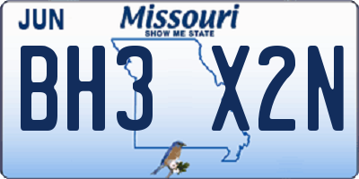 MO license plate BH3X2N