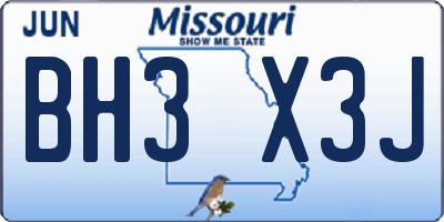 MO license plate BH3X3J