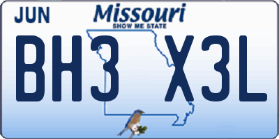 MO license plate BH3X3L