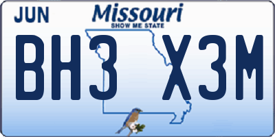 MO license plate BH3X3M