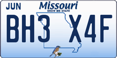MO license plate BH3X4F