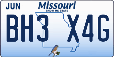 MO license plate BH3X4G
