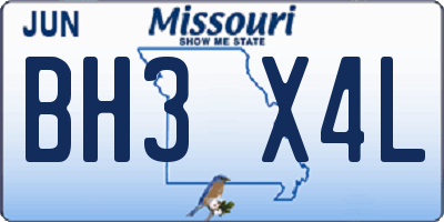 MO license plate BH3X4L