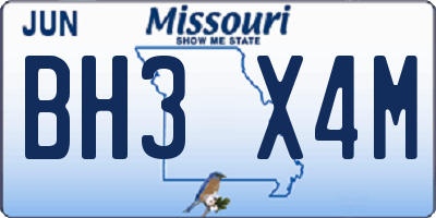 MO license plate BH3X4M