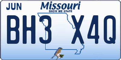 MO license plate BH3X4Q