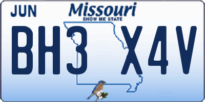MO license plate BH3X4V