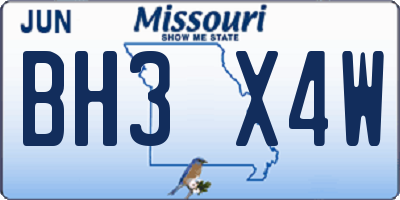MO license plate BH3X4W