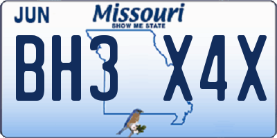 MO license plate BH3X4X