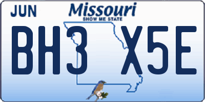 MO license plate BH3X5E
