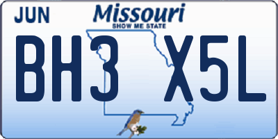 MO license plate BH3X5L
