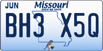 MO license plate BH3X5Q