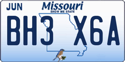 MO license plate BH3X6A