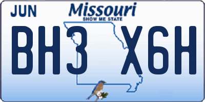 MO license plate BH3X6H
